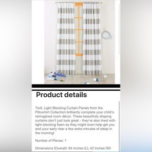 Pillowfort striped blackout curtain panels.